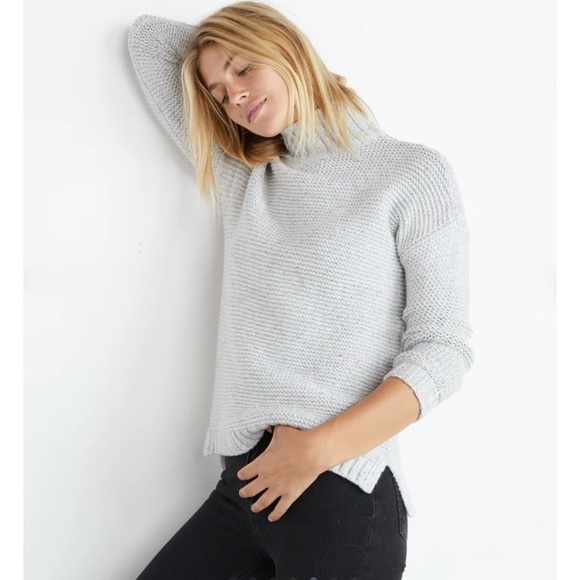 Marine Layer Women's Remi Turtleneck Sweater in Light Heather Grey Neps Size XL - Picture 4 of 13